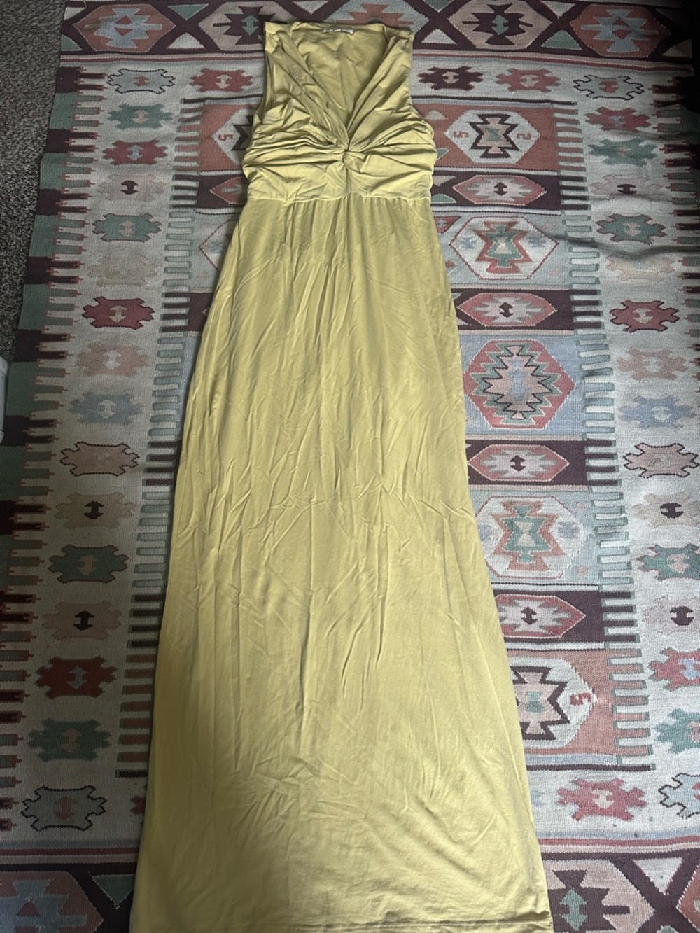 Synergy Size L Sleeveless Twist-Front Maxi Dress in Lemon Yellow